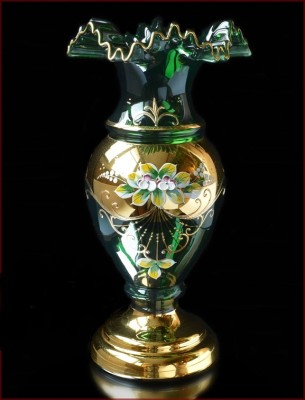 зеленая Лепка Смальта ваза для цветов цветочница Богемское стекло Лепка