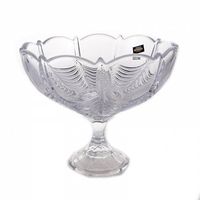 Чехия Crystalite Bohemia "Орион" ваза для фруктов 22см на ножке