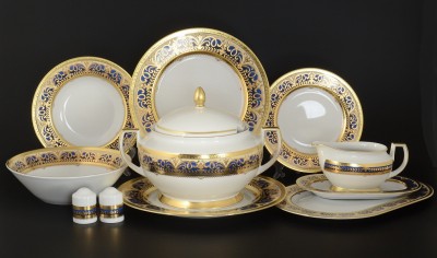 Арабески Блю Голд - столовый сервиз 6 персон Falken Porselan Arabesque Blue Gold столовый сервиз на 6 персон 27 предметов