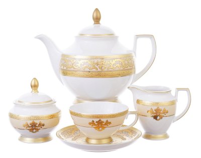 Алена Крем Голд - чайный сервиз 6 персон Falken Porselan Alena 3D Crem Gold Constanza чайный сервиз на 6 персон 15 предметов