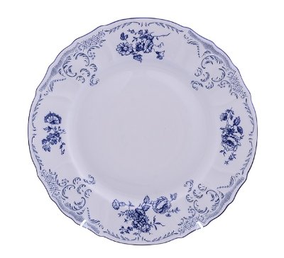 Bernadotte ( Бернадот) Синие розы - круглое блюдо 32см Чешский белый твердый фарфор