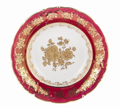набор тарелок для супа Роза красная Карлсбад тарелки глубокие красная роза Чехия 