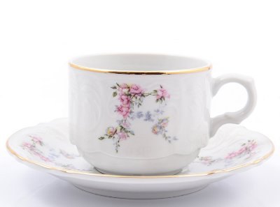 Bernadotte - чайные пары 6 шт 250 мл Бернадот Дикая Роза 68011 набор 6 чашек 250мл с блюдцами для чая