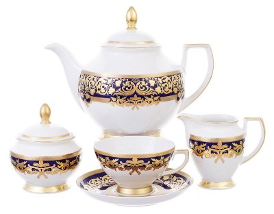 Наталья Кобальт Голд - чайный сервиз 6 персон Falken Porselan Natalia Cobalt Gold чайный сервиз на 6 персон 15 предметов