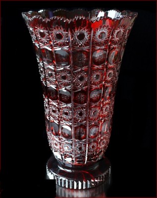 Хрусталь Цветной Снежинка Рубин ваза для цветов 31см 25503 Хрусталь Цветной Снежинка Рубин ваза для цветов 31см