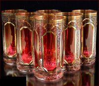 Цветной Хрусталь с Золотом Классик Рубин набор стаканов 350мл 6 штук
