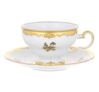 Веймар Роза Золотая 1007 набор 6 чашек 210мл с блюдцами для чая