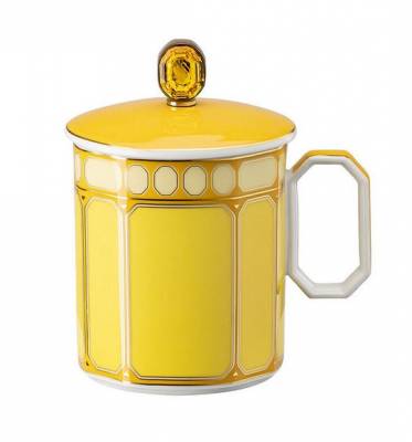 Кружка 390 мл с крышкой Rosenthal «Swarovski Signum Jonguil» — немецкий премиальный фарфор 