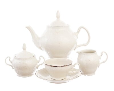 Bernadotte - чайный сервиз 6 персон Бернадот Ивори Платиновая отводка сервиз чайный на 6 персон 15 предметов