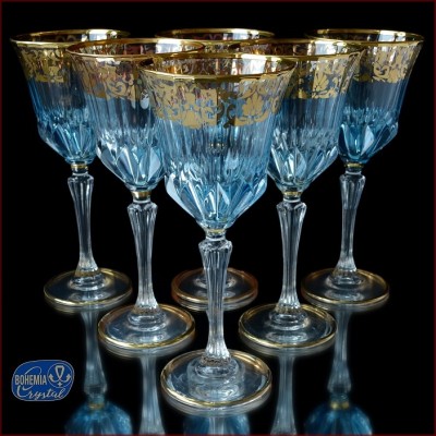 Хрустальное стекло набор бокалов Голубые цветные бокалы Чехия