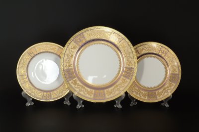 Диадем Вайлет Крем Голд - набор тарелок на 6 персон Falken Porzellan Diadem Violet Creme Gold набор тарелок на 6 персон 18 предметов