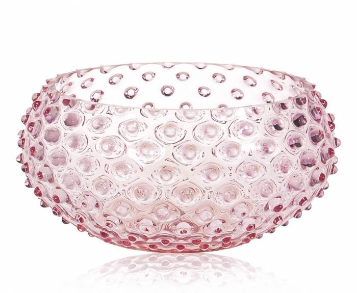 Чехия Anna von Lipa "Hobnail Tapas" Розовая ваза для фруктов 23см