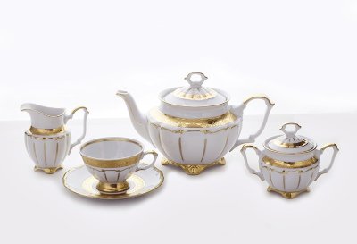 Сервиз чайный &quot;Золотая Лента Матовая&quot; на 6 персон из 15-ти предметов Сервиз чайный "Золотая Лента Матовая" на 6 персон из 15-ти предметов