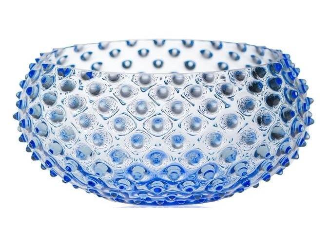 Чехия Anna von Lipa "Hobnail Tapas" Голубая ваза для фруктов 23см  