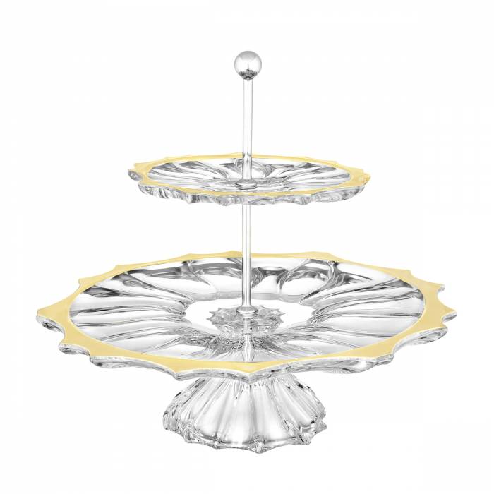 Чехия Aurum Crystal "Плантика Голд" этажерка для сладостей 35 см 