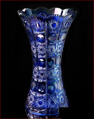 Хрусталь Цветной Снежинка Синий ваза для цветов 31см Х Хрусталь Цветной Снежинка Синий ваза для цветов 41см