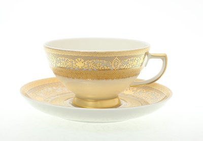 Маджестик Крем Голд - чайные пары 220 мл 6 шт Falkenporzellan Majestic Cream Gold набор чайных пар 220 мл 