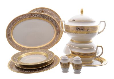 Маджестик Крем Голд - столовый сервиз 27 предметов Falkenporzellan Majestic Cream Gold сервиз столовый 