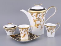Falkenporzellan Tosca Black Gold чайный сервиз на 6 персон 15 предметов