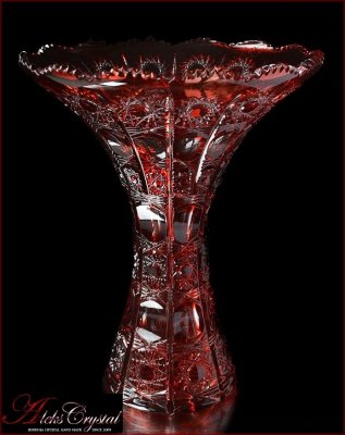 Хрусталь Цветной Снежинка Рубин ваза для цветов 26см раскрытая Хрусталь Цветной Снежинка Рубин ваза для цветов 26см раскрытая