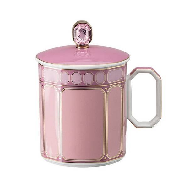 Кружка 390 мл с крышкой Rosenthal «Swarovski Signum Rose» — немецкий премиальный фарфор
