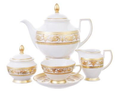 Falkenporzellan Imperial White Gold сервиз чайный на 6 персон 15 предметов Falkenporzellan Imperial White Gold сервиз чайный на 6 персон 15 предметов