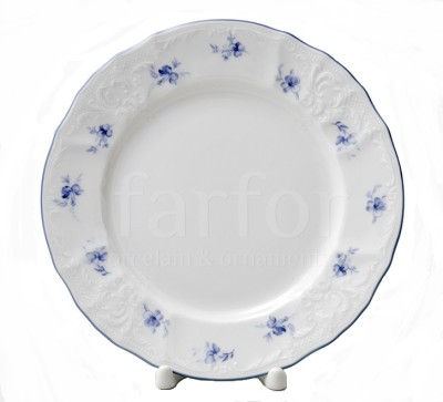 Bernadotte (Бернадот) Синий цветок круглое блюдо 30см Чешский твердый белый фарфор