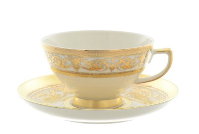 Империал Констанца Крем Голд - чайные пары 6 шт 250мл Falken Porzellan Imperial Constanza Creme Gold набор 6 чашек 250мл с блюдцами для чая