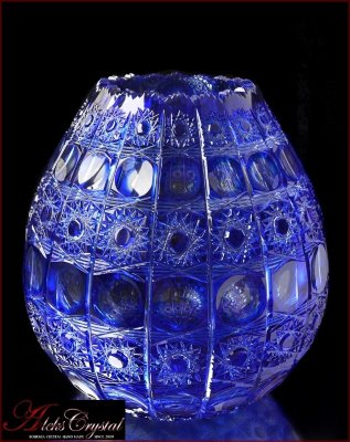 Хрусталь Цветной Снежинка Синий ваза для цветов 26см Хрусталь Цветной Снежинка Синий ваза для цветов 26см 