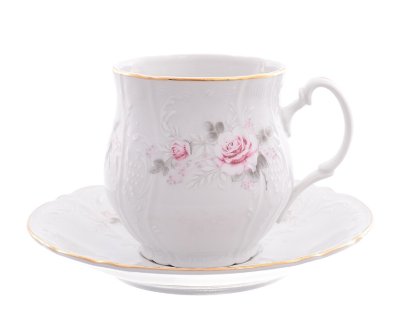 Bernadotte - чайная пара Бернадот Роза Серая Золото чашка с блюдцем Джонас 310мл