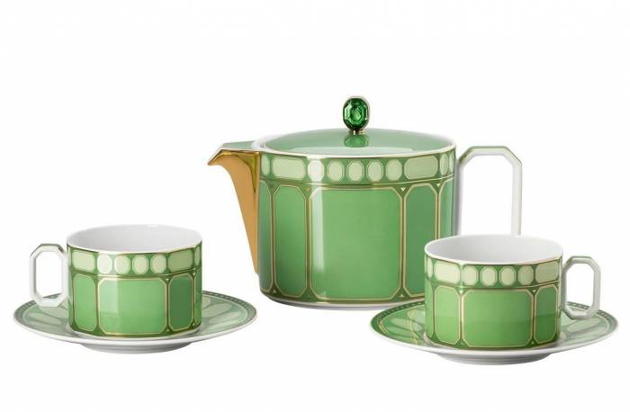 Сервиз чайный на 2 персоны 6 предметов Rosenthal «Swarovski Signum Fern» — немецкий премиальный фарфор