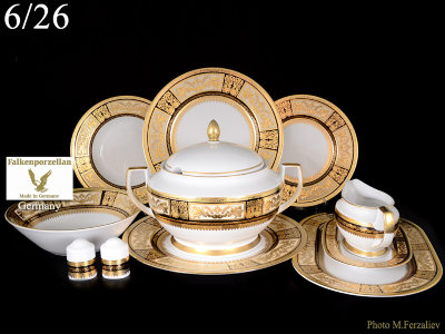 Falkenporzellan Diadem Black Creme Gold столовый сервиз на 6 персон 26 предметов Falken Porzellan Diadem Black Creme Gold столовый сервиз на 6 персон 26 предметов