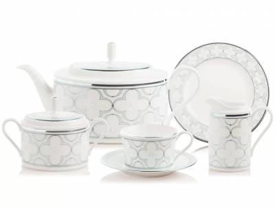 Япония Noritake "Trifolio Platinum" сервиз чайный на 6 персон 17 предметов