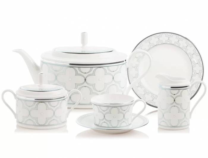 Япония Noritake "Trifolio Platinum" сервиз чайный на 6 персон 17 предметов