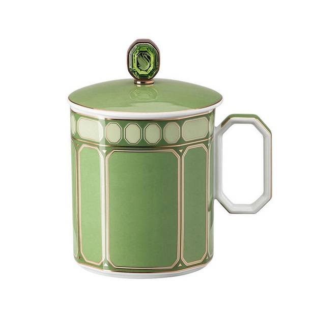 Кружка 390 мл с крышкой Rosenthal «Swarovski Signum Fern» — немецкий премиальный фарфор