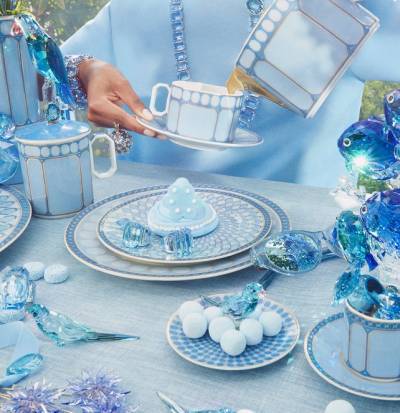 Кружка 390 мл с крышкой Rosenthal «Swarovski Signum Azure» — немецкий премиальный фарфор