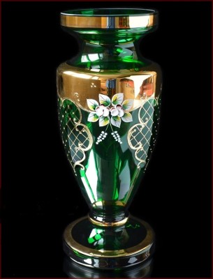 зеленая Лепка Смальта ваза для цветов цветочница Богемское стекло Лепка