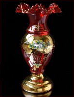 Красная Лепка Смальта ваза для цветов 31см Веер