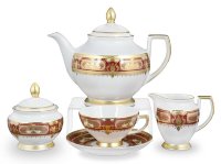 Falkenporzellan Donna Bordeaux Gold чайный сервиз на 6 персон 15 предметов