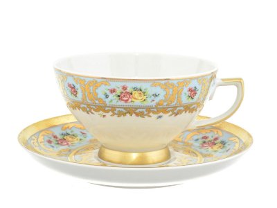 Виена Блю Голд - набор чайных пар 200 мл Viena Blue Gold Falken Porselan набор 6 чашек 200мл с блюдцами для чая