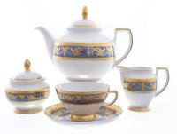 Falkenporzellan Imperial Blue Gold чайный сервиз на 6 персон 15 предметов