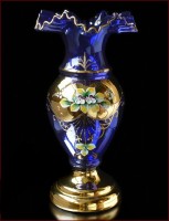 Синяя Лепка Смальта ваза для цветов 31см Веер