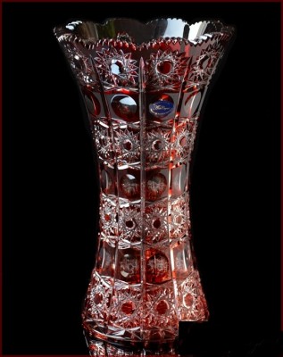 Хрусталь Цветной Снежинка Рубин ваза для цветов 31см Хрусталь Цветной Снежинка Рубин ваза для цветов 31см