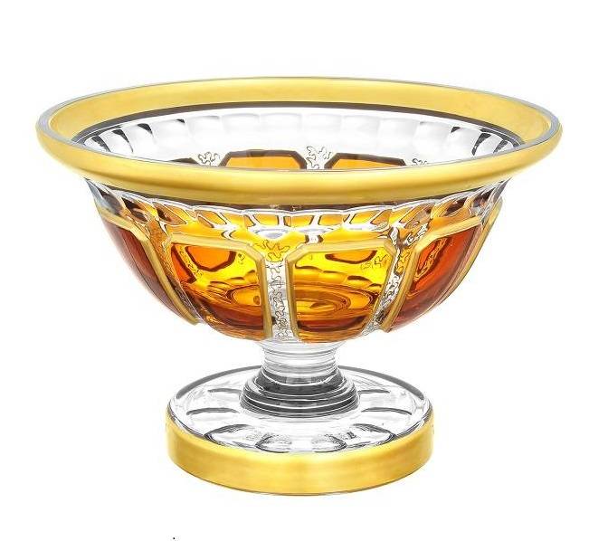 Германия Arnstadt Kristall "Antike Amber" ваза для фруктов 23 см