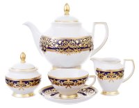 Falkenporzellan Natalia Cobalt Gold чайный сервиз на 6 персон 15 предметов