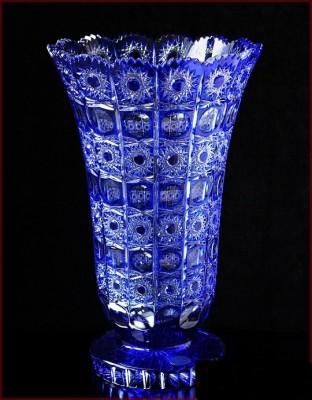 Хрусталь Цветной Снежинка Синий ваза для цветов 31см Хрусталь Цветной Снежинка Синий ваза для цветов 41см