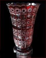 Хрусталь Цветной Снежинка Рубин ваза для цветов 31см 25503