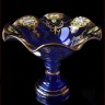 Синяя Лепка Смальта ваза для фруктов 25см Веер