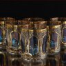 Цветной Хрусталь с Золотом Классик Голубые набор стаканов 350мл низкие 6 штук