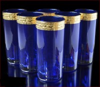 Версаче Клаудия Синий набор стаканов 250мл 13см   
